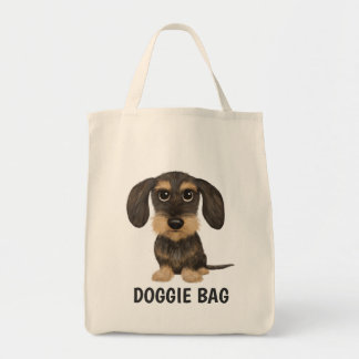 Wirehaired Dachshund | Cute Cartoon Dog Teckel Tote Bag