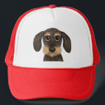 Wirehaired Dachshund | Cute Cartoon Dog Teckel Trucker Hat<br><div class="desc">The perfect Teckel lover's hat. Cute cartoon style drawing of a wirehaired wild boar and tan coloured Dachshund. Makes a great gift for wiener dog enthusiasts. Unisex size fits most teens and adults.</div>