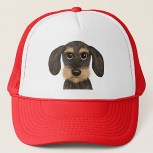 Wirehaired Dachshund   Cute Cartoon Dog Teckel Trucker Hat
