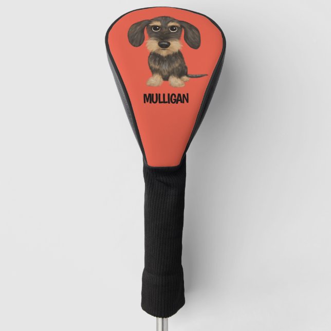 Wirehaired Dachshund | Cute Dog Teckel Custom Name Golf Head Cover (Front)