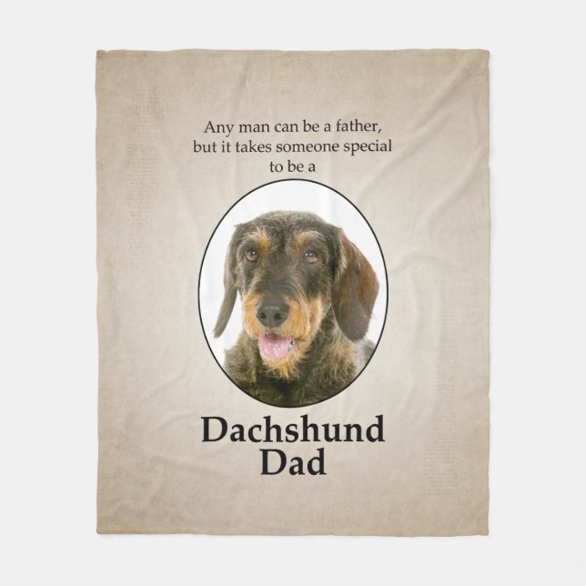 Wirehaired Dachshund Dad Fleece Blanket (Front)