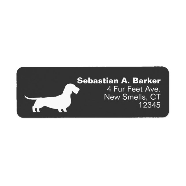 Wirehaired Dachshund Dog Silhouette Return Address (Front)
