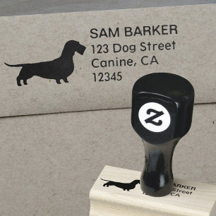 Wirehaired Dachshund Dog Silhouette Return Address Rubber Stamp