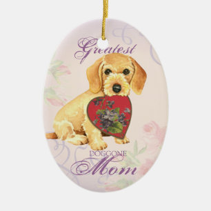 Wirehaired Dachshund Heart Mom Ceramic Tree Decoration