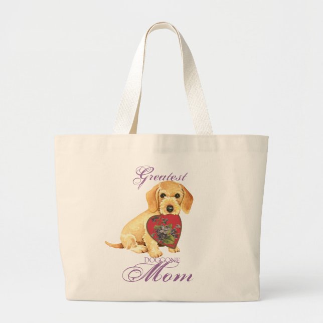 Wirehaired Dachshund Heart Mum Large Tote Bag (Front)
