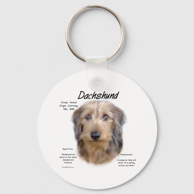Wirehaired Dachshund History  Key Ring (Front)