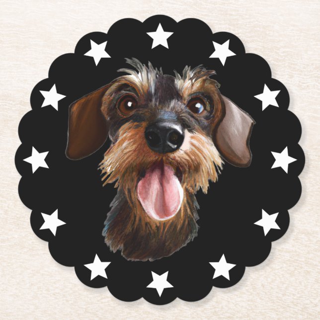Wirehaired Dachshund Paper Coaster (Front)
