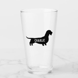 Wirehaired Dachshund Silhouette Wiener Dog Lover's Glass