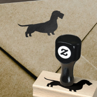 Wirehaired Dachshund Silhouette | Wiener Dog Rubber Stamp