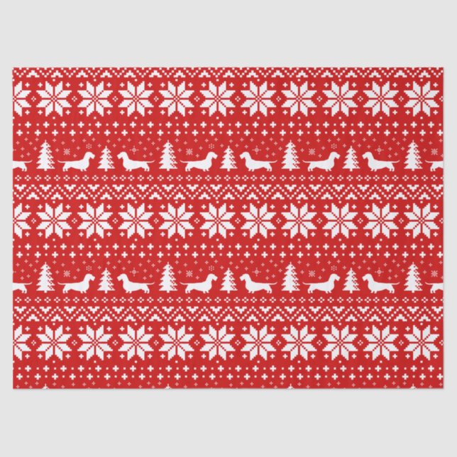Wirehaired Dachshund Silhouettes Christmas Pattern Tissue Paper (Front)