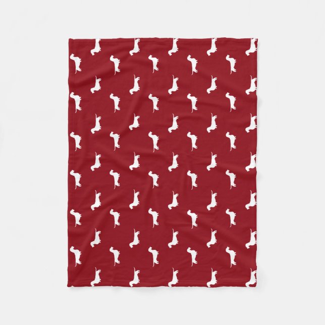 Wirehaired Dachshund Silhouettes | Wiener Dogs Fleece Blanket (Front)