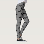Wirehaired Dachshund Silhouettes Wiener Dogs Leggings<br><div class="desc">Wirehaired Dachshund Silhouettes Leggings. Show off your love for wire haired wiener dogs in comfort and style with these black and grey pattern leggings. Perfect for the gym, yoga, or relaxing at home with your weenie dog. These novelty print leggings make a fun gift for Doxie moms. Visit Jenn's Doodle...</div>