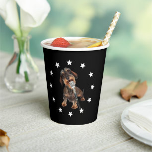 Wirehaired Dachshund Singer Paper Cups