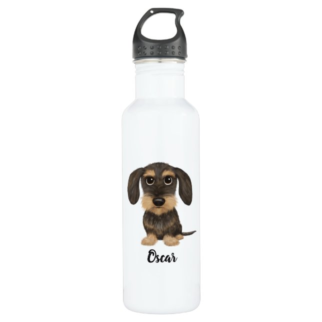Wirehaired Dachshund | Teckel with Custom Text 710 Ml Water Bottle (Front)