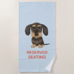 Wirehaired Dachshund | Teckel with Custom Text Beach Towel<br><div class="desc">Wirehaired Dachshund Lover's Beach Towel. Cute drawing of a wild boar and tan colored Teckel. Visit Jenn's Doodle World for even more products featuring this original Doxie design.</div>