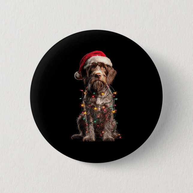 Wirehaired Inting Griffon Christmas Graphics Dog L 6 Cm Round Badge (Front)