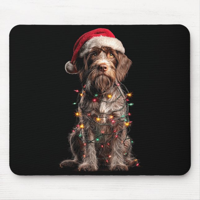 Wirehaired Inting Griffon Christmas Graphics Dog L Mouse Pad (Front)