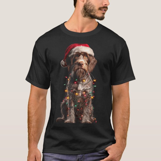 Wirehaired Inting Griffon Christmas Graphics Dog L T-Shirt (Front)