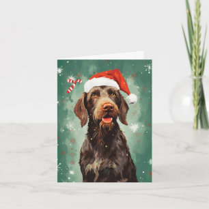 Wirehaired Pointer Christmas brush painting artwor Card