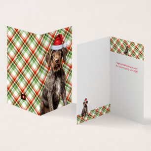 Wirehaired Pointer Dog Holiday Red Plaid Christmas
