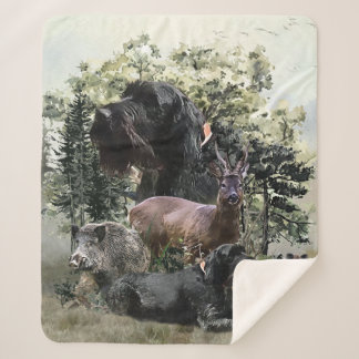 Wirehaired Pointer ,  Outdoors Hunting Sherpa Blanket