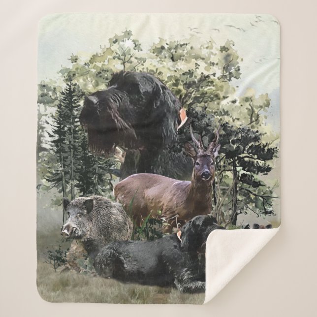 Wirehaired Pointer ,  Outdoors Hunting Sherpa Blanket (Front)