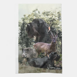 Wirehaired Pointer , Outdoors Hunting Tea Towel