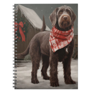 Wirehaired Pointing Dog in Snow Christmas Notebook