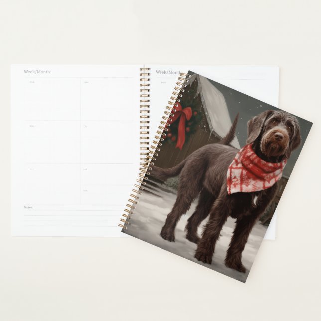 Wirehaired Pointing Dog in Snow Christmas Planner (Display)