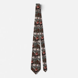 Wirehaired Pointing Dog in Snow Christmas Tie