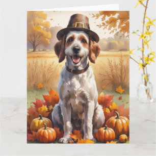 Wirehaired Pointing Griffon Autumn Leaves  Card