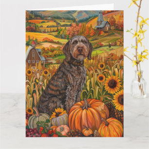 Wirehaired Pointing Griffon Autumn Thanksgiving Card