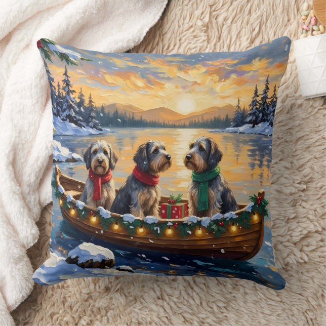 Wirehaired Pointing Griffon Christmas Boat Holiday Cushion (Blanket)