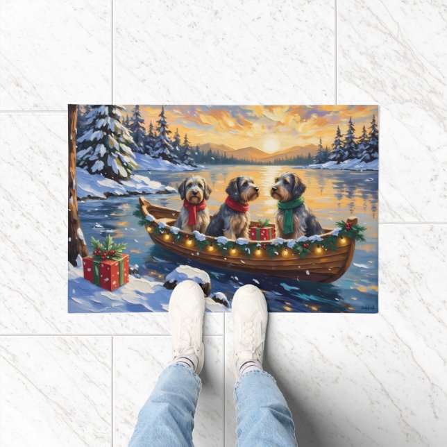 Wirehaired Pointing Griffon Christmas Boat Holiday Doormat (Indoor)