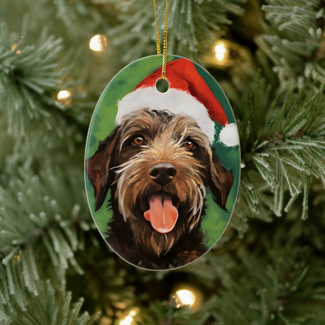 Wirehaired Pointing Griffon Christmas painting Ceramic Tree Decoration (Tree)