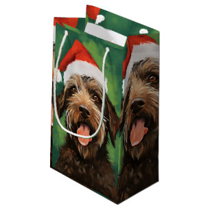 Wirehaired Pointing Griffon Christmas painting Small Gift Bag