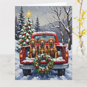 Wirehaired Pointing Griffon Christmas Red Truck Card