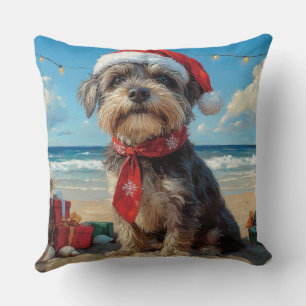 Wirehaired Pointing Griffon Dog Christmas Beach Cushion