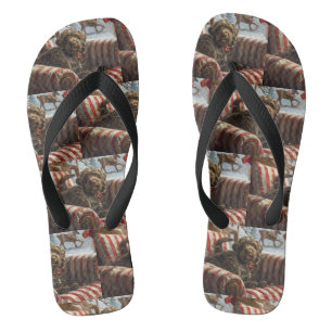 Wirehaired Pointing Griffon Dog Christmas Festive Jandals