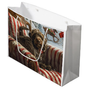 Wirehaired Pointing Griffon Dog Christmas Festive Large Gift Bag