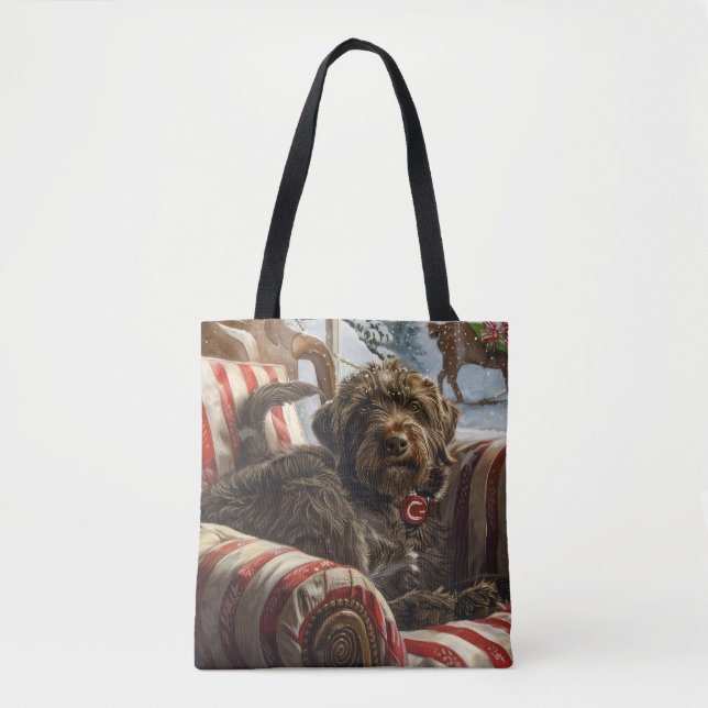 Wirehaired Pointing Griffon Dog Christmas Festive Tote Bag (Front)