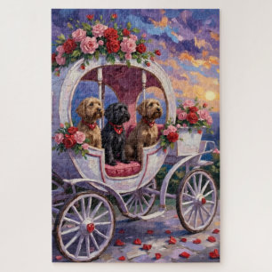 Wirehaired Pointing Griffon Dog Valentine's Day Jigsaw Puzzle