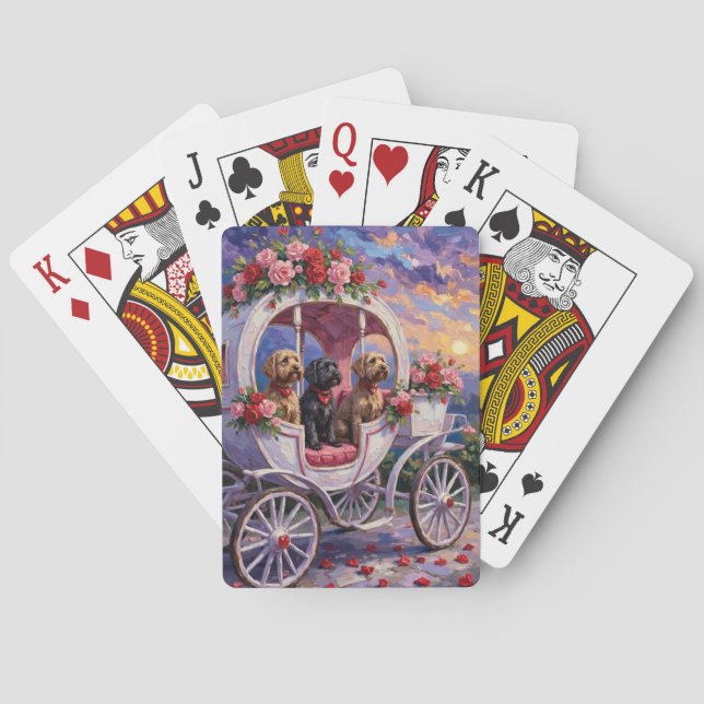 Wirehaired Pointing Griffon Dog Valentine's Day Playing Cards (Back)