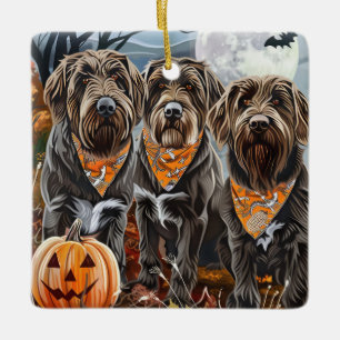 Wirehaired Pointing Griffon Halloween Spooky Ceramic Ornament