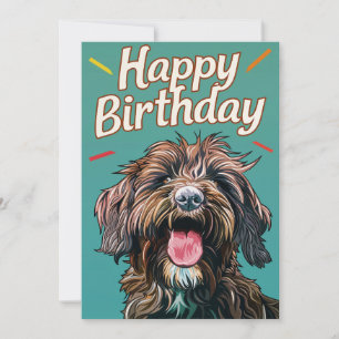 Wirehaired Pointing Griffon Happy Birthday Holiday Card