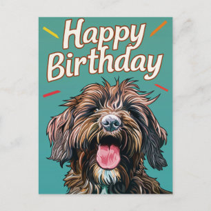 Wirehaired Pointing Griffon Happy Birthday Postcard