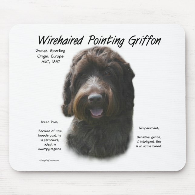 Wirehaired Pointing Griffon History Design Mouse Pad (Front)