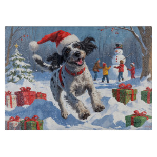 Wirehaired Pointing Griffon in Snow Christmas Hat Cutting Board