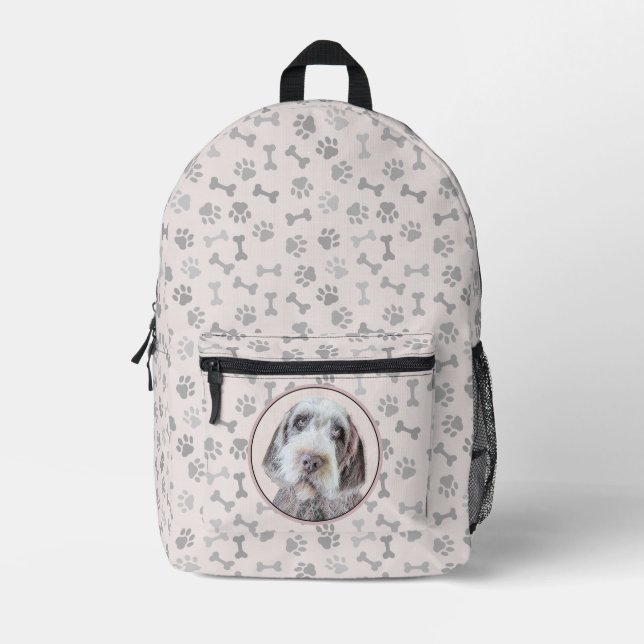 Wirehaired Pointing Griffon Painting - Dog Art Printed Backpack (Front)