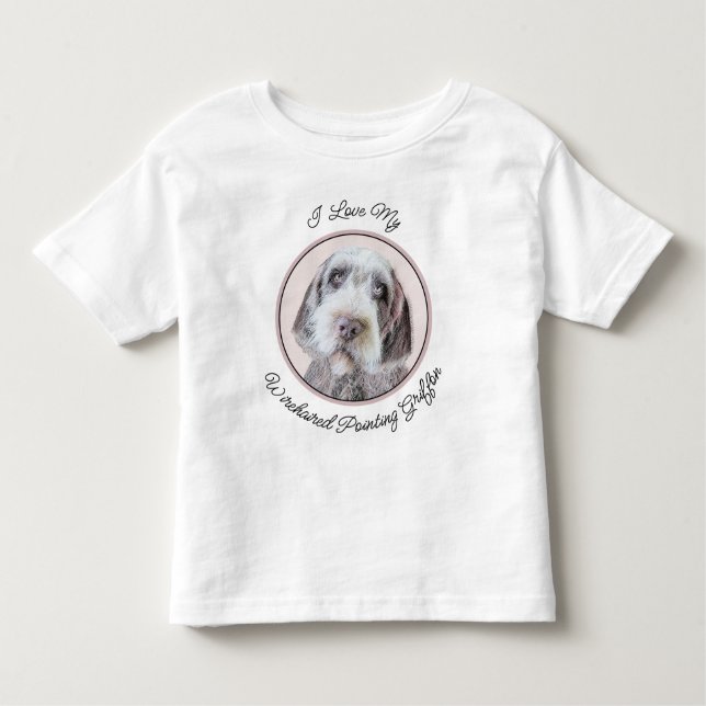 Wirehaired Pointing Griffon Painting - Dog Art Toddler T-Shirt (Front)